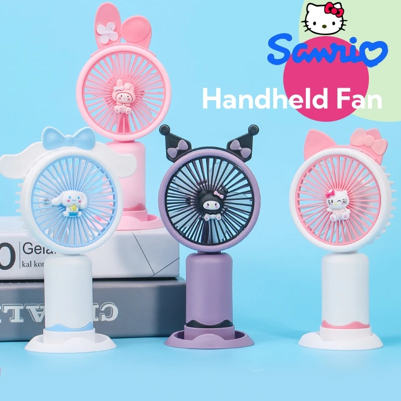 

Sanrio Anime Summer Fan Hello Kitty Kulomi Mobilephone Stand Dual-purpose Mini Fan USB Portable Lazy Desktop Display kawaii Gift