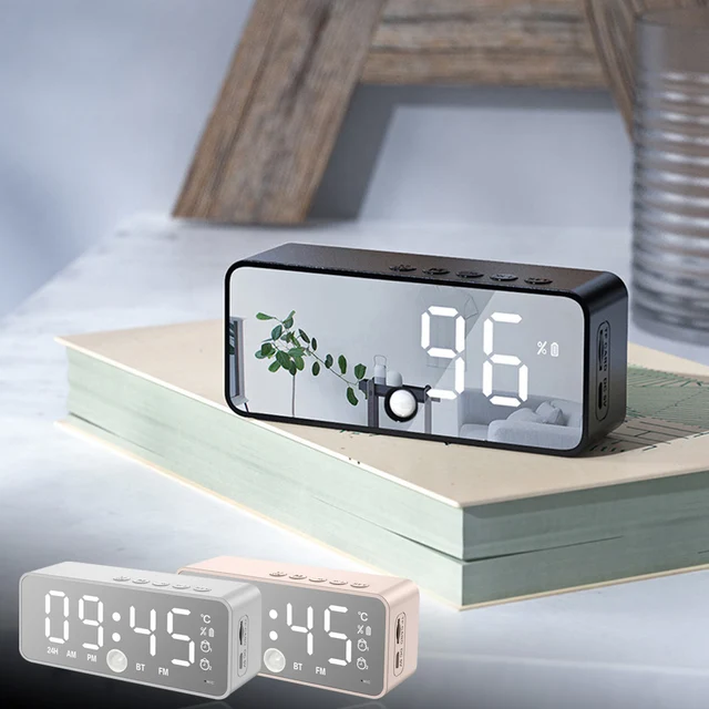 Zene Led Digitális Ébresztőóra Hőmérsékleti Dátum Display Asztal Tükör Órák Otthoni Dekoráció Hangvezérlés - Image 2