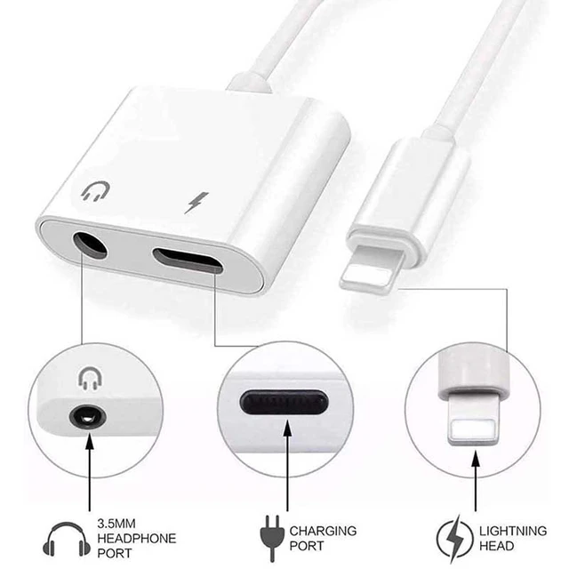 Lightning to 3.5 mm Headphone Jack Adapter, 2 Pack Earphone Audio Jack Aux,  Compatible with iPhone 11/11 Pro/XR/XS Max/X/8/7 Support All iOS , Support  Calling & Music Control 