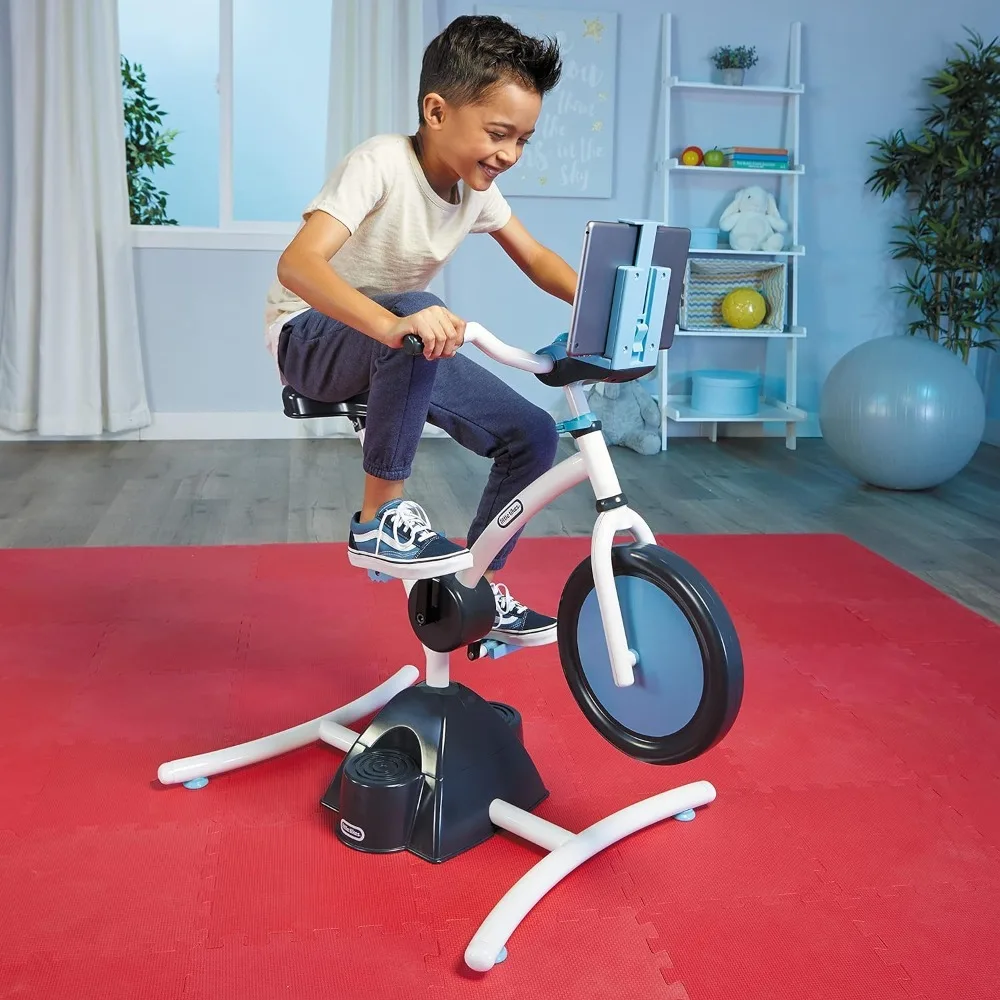 

Fitness bike with adjustable gaming and fitness equipment, fixed bike with video and built-in Bluetooth speaker