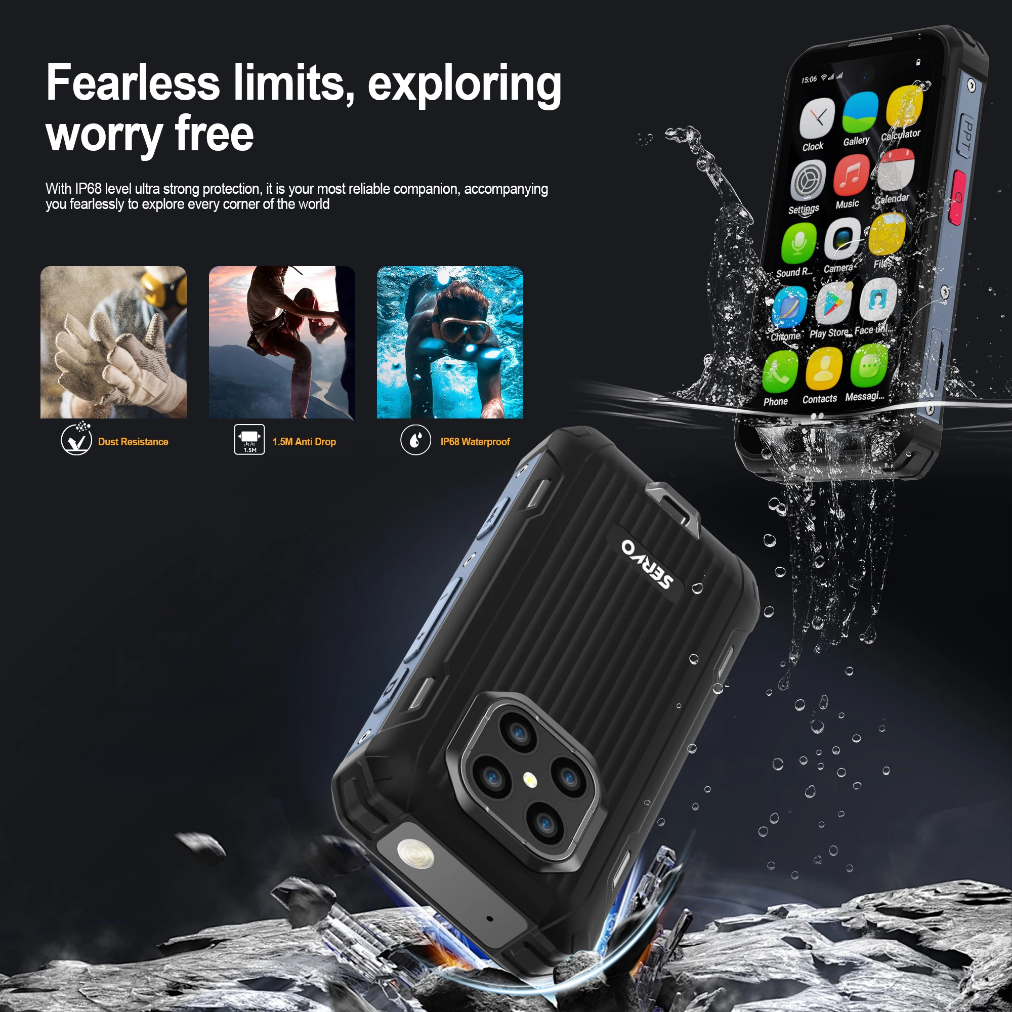SERVO TANK500 4G LTE Mini Rugged Smartphone Android 12 OS 6GB+128GB PTT WiFi Dual SIM Card IP68 Waterproof Small Smart Cellphone
