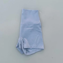 Solid Color High Waist Women's Fitness Shorts - Squat - Proof and Versatile - M (Gray blue)