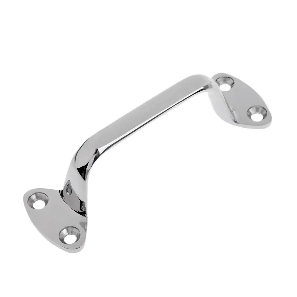 

Polished 316 Stainless Heavy Duty Boat Marine Grab Handle Hand Rail Hardware, Length 6-inch with 4 Holes 1/4inch