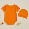 FOCUSNORM 0-12M Newborn Baby Boys Summer Romper Outfits Basketball Print Short Sleeve Round Neck Jumpsuits with Hat 2 Pcs Set 3