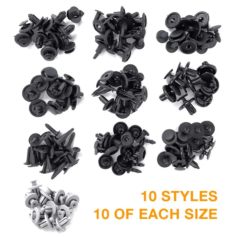 100pcs Car Bumper Fender Rivet Fasteners Screw Universal Plastic Car Repair Fastener Clips for BMW Audi Golf Opel Car Accessories Auto Fasteners Plastic Rivets