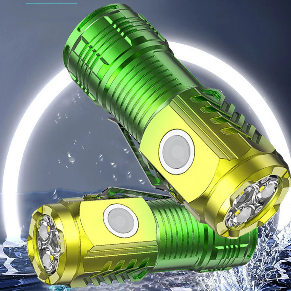USB 충전식 고출력 LED 손전등, 야외 캠핑 낚시용 휴대용 작업 토치, 500mAh