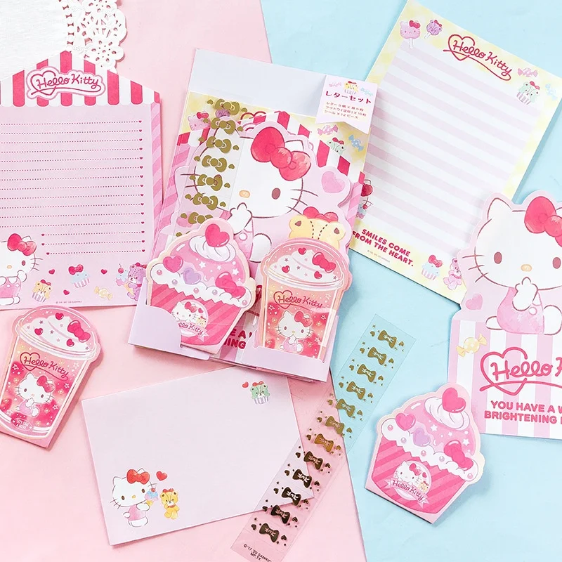 Kawaii Sanrio Kitty Melody LittleTwinStars Envelope Set Cute Festival Message Greeting Card Memo Pad School Supplies Kids Gift