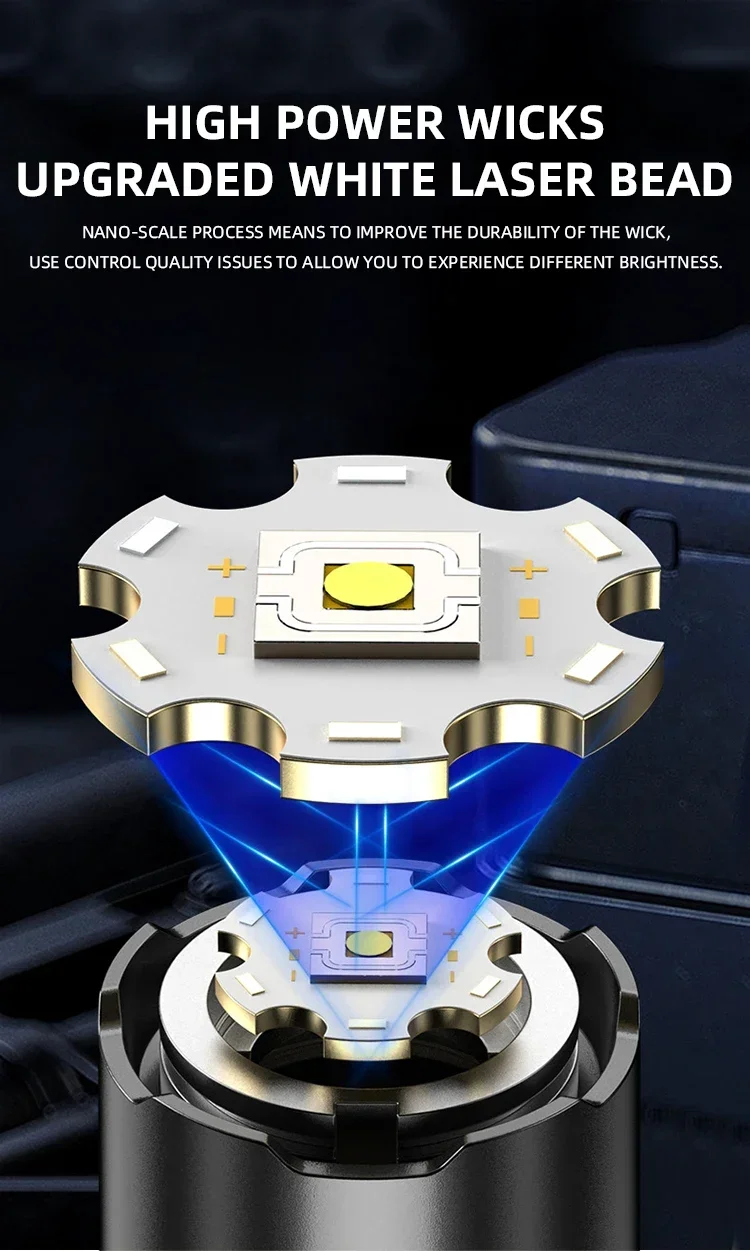 Description Picture 5 of itemHigh Power LED Flashlight Long-range USB Rechargeable Flashlight Digital Zoom Hand Light Camping Outdoor Waterproof Torch