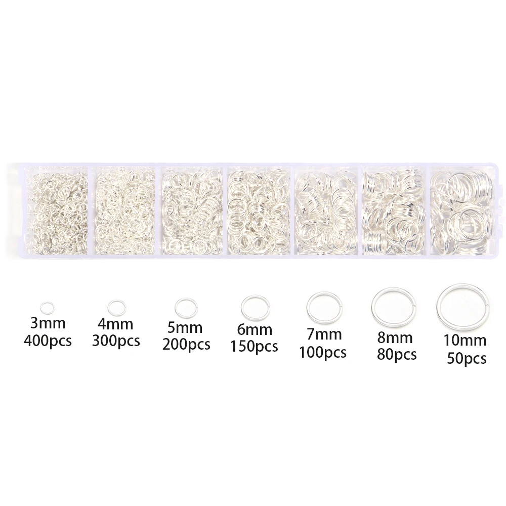 Ein Satz Box Biegeringe Spaltringe Link Loop Box 3 4 5 6 7 8 10 mm Biegeringe Verbinder für DIY Schmuckherstellung Halskette Armband – Detail 13