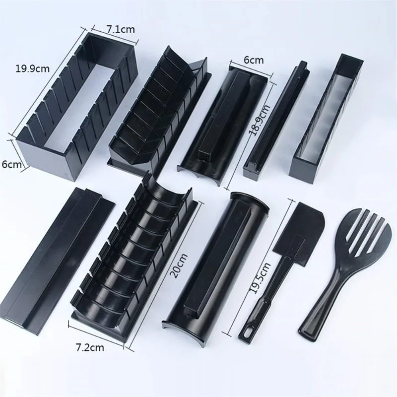 초밥 틀 10종 세트, 초밥 DIY 도구 세트, 10개/세트 DIY 초밥 만들기 키트, 주방 DIY 초밥 도구, 밥 롤 틀
