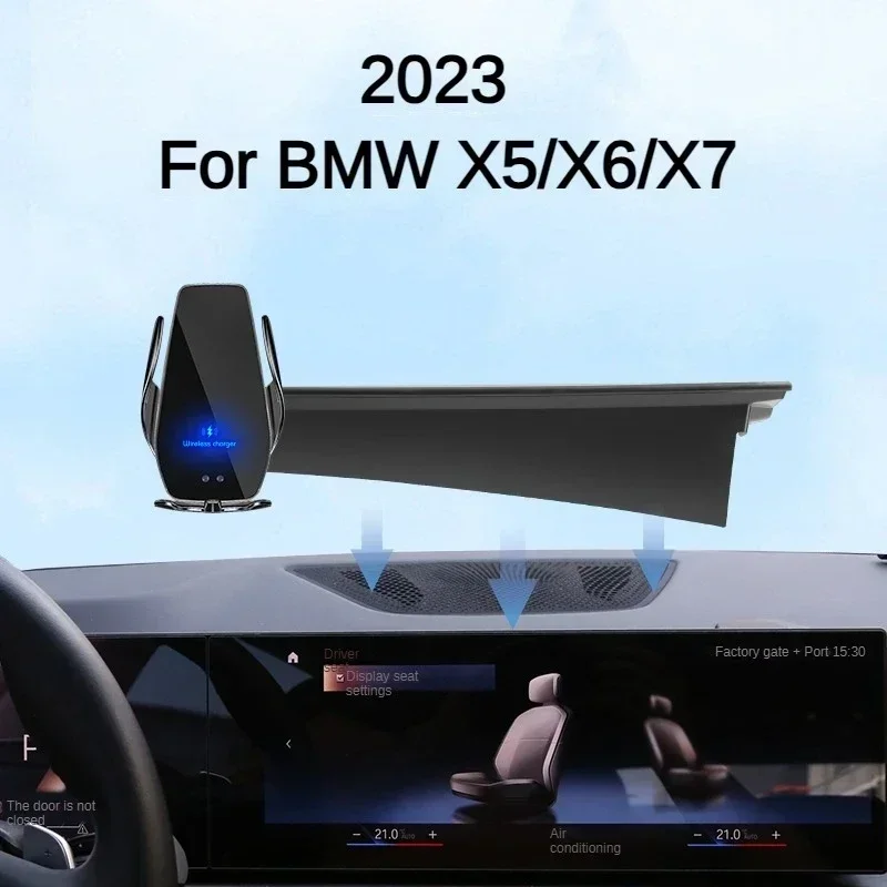 

For 2023 BMW X5 X6 X7 Phone Holder with Screen Car Charger Wireless Interior Navigation Modification 14.9 Inch Size