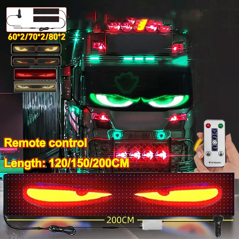 Devil's Eye LED Truck Sign Scrolling Animation LED Matrix Pixel Panel Display Light Remote Control for Car Truck windshield