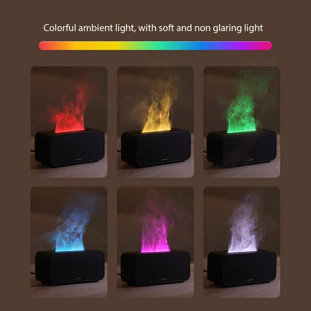 USB Air Humidifier Aroma Diffuser Mini Home Colorful Flame Ambient Light Fragrance Diffuser Essential Oils Ultrasonic Humidifier 4
