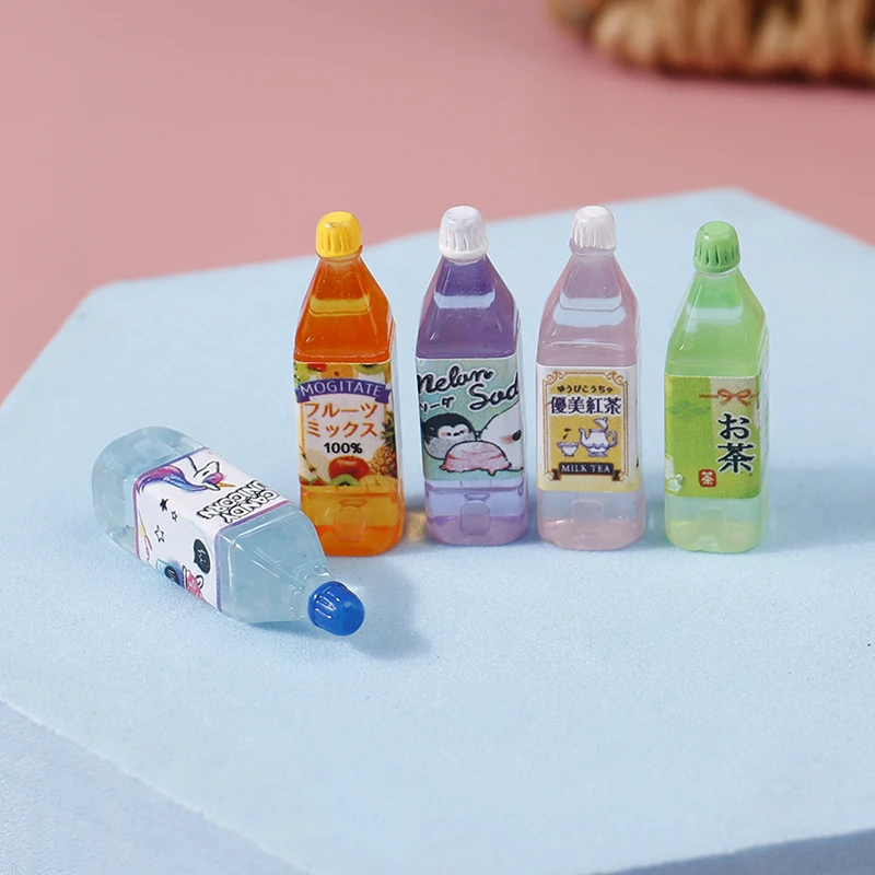 5PCS Dollhouse Miniature Japanese Juice Tea Drink Model Kitchen Food Accessories For Doll House Decor Kids Pretend Play Plays 5