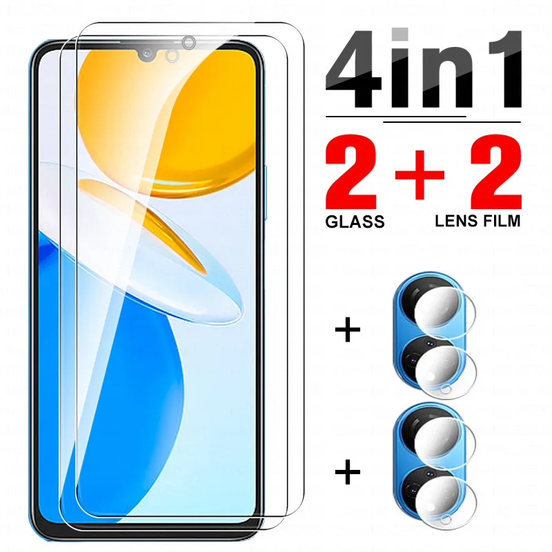 

4in1 Tempered Glass For Honor X7 honar honer xonor x 7 Screen Protector honorx7 6.74 inches Camera Lens protective Film CMA-LX2