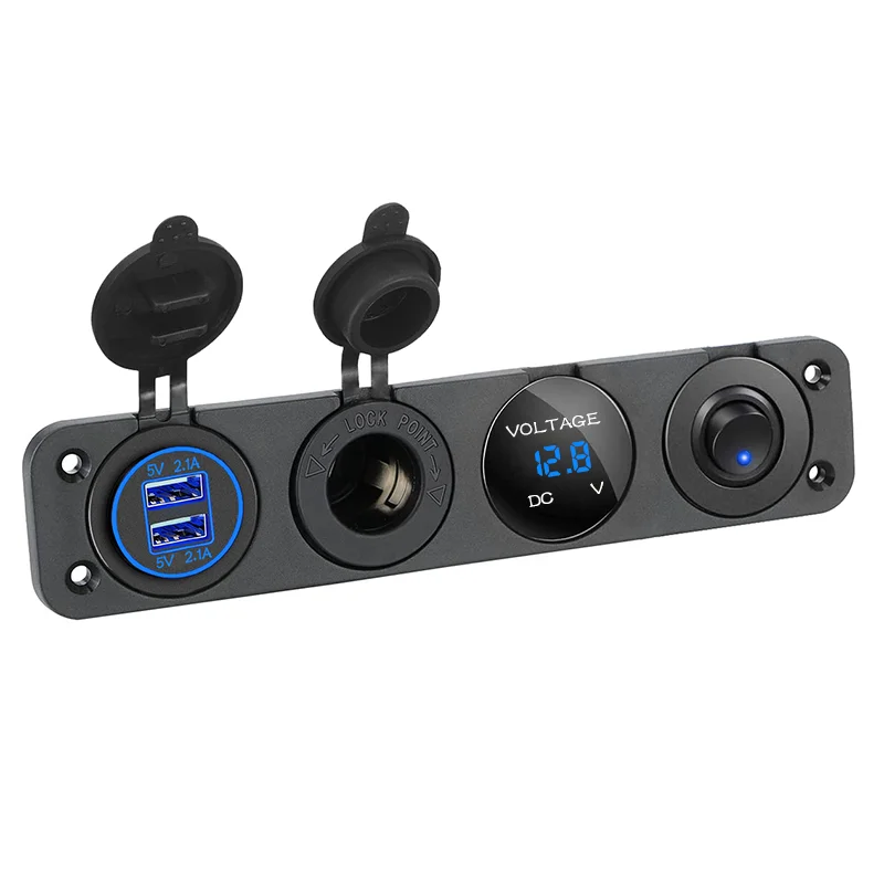 12V USBコンセント マリンカーチャージャーソケットパネル 防水ボート 携帯電話 ロッカースイッチパネル 12ボルト デュアルUSB電源コンセント シガレットライ : 12V USBコンセントパネル:2022年最新 12ボルト USB