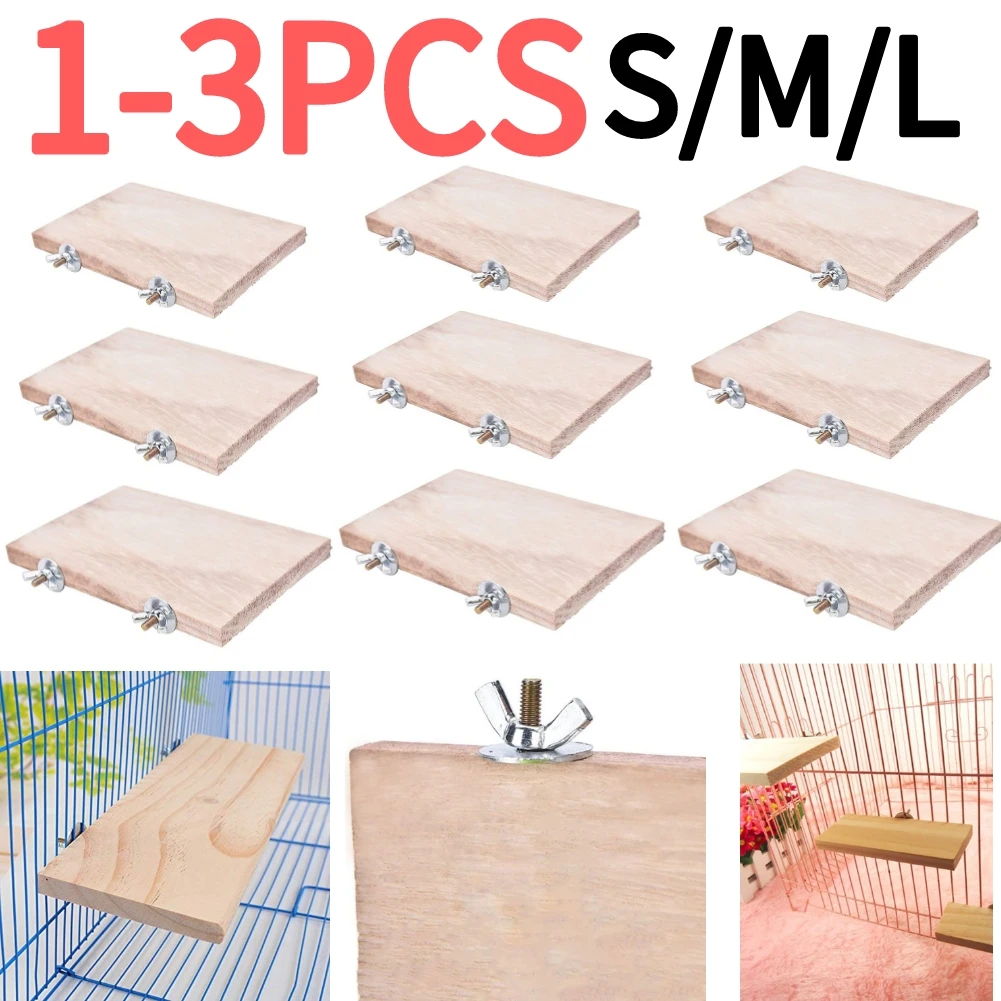 Pet Bird Parrot Wood Platform Stand Rack Toy Hamster Branch Perches for Bird Cage Toys 3 Sizes Pet Pedal Toys Supplies
