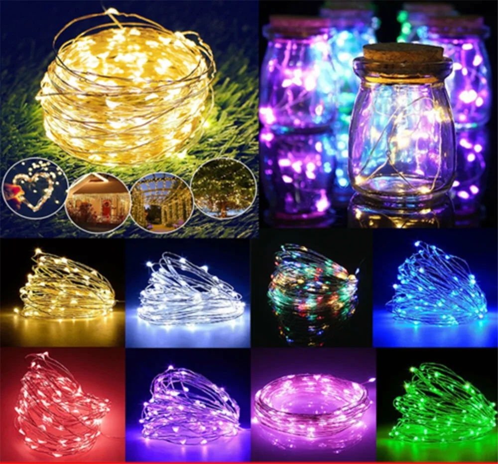 Small Micro 20-100 LED Fairy Lights String Battery Copper Sliver Wire Xmas Party 2