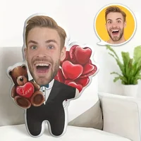 Customized polyester teddy bear and heart-shaped balloon design pillows, romantic gifts, and decorative home cushions 1
