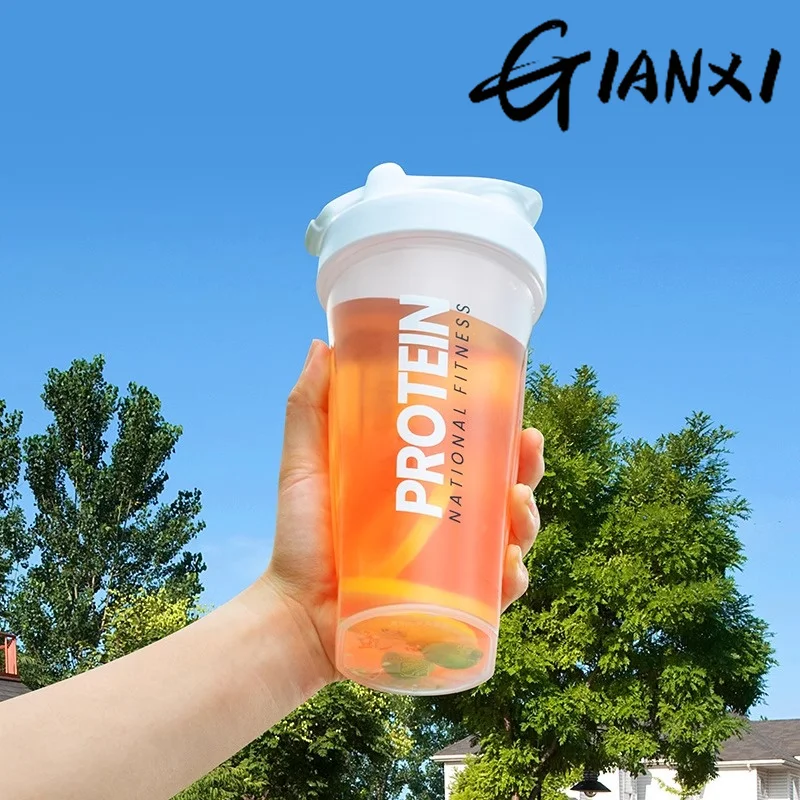 Shaker Bottle GIANXI Gym Sports Protein Powder Mixing Bottle Outdoor Portable Leak Proof Plastic Cup Drinkware