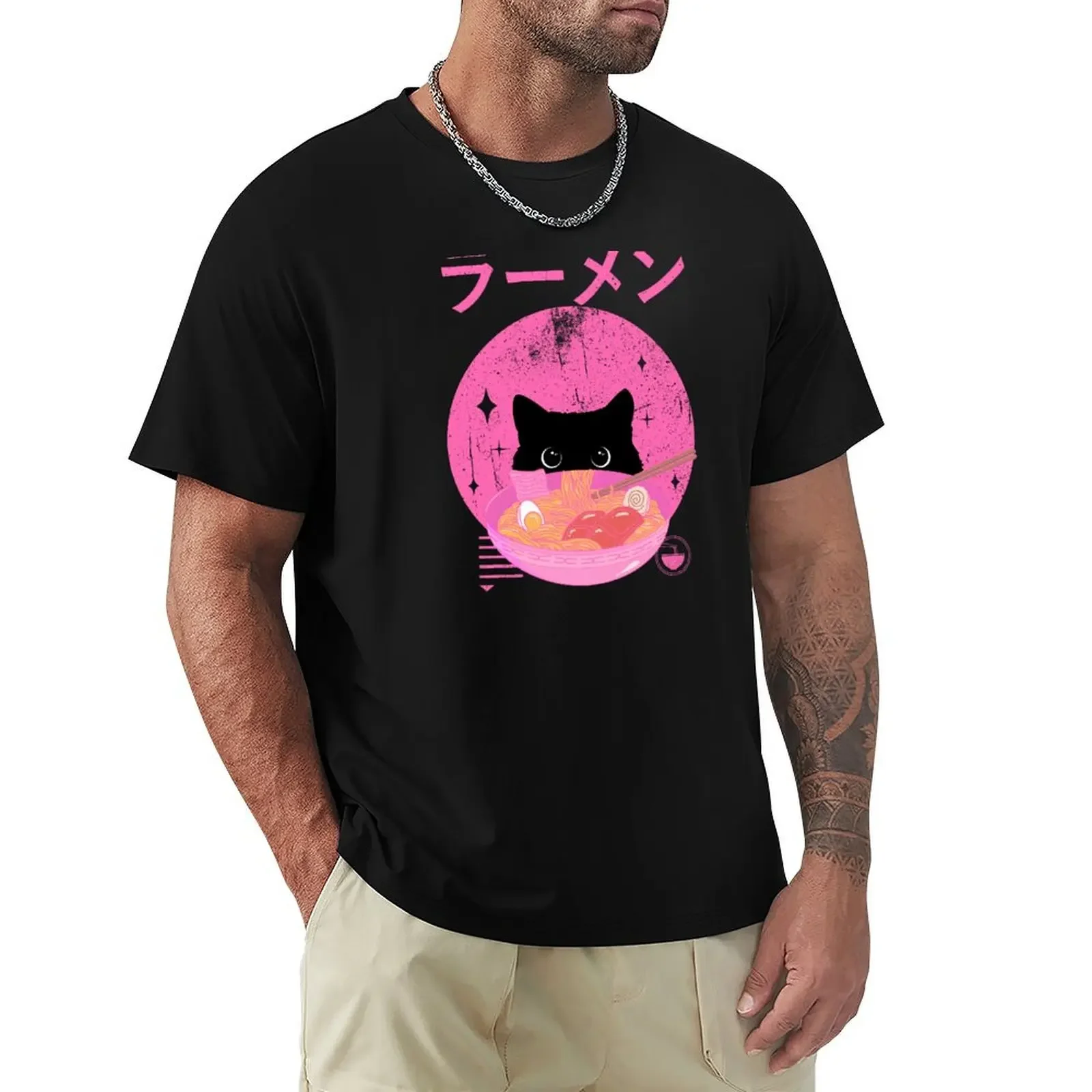 

Cat ramen T-shirt sweat vintage men t shirt