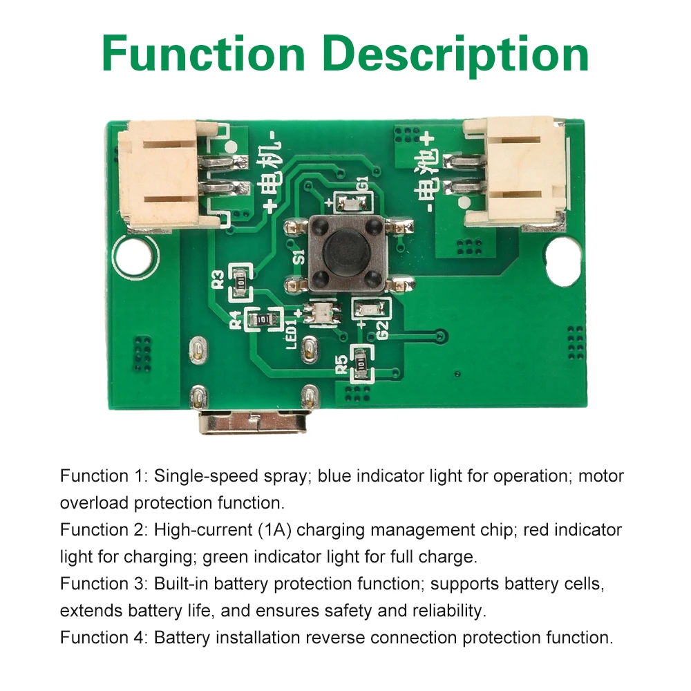 DC 5V Griff Spray Zerstäubung Modul Wiederaufladbare Elektrische Sprayer Steuerplatine TYPE-C DIY Elektronische Kit – Detail 12