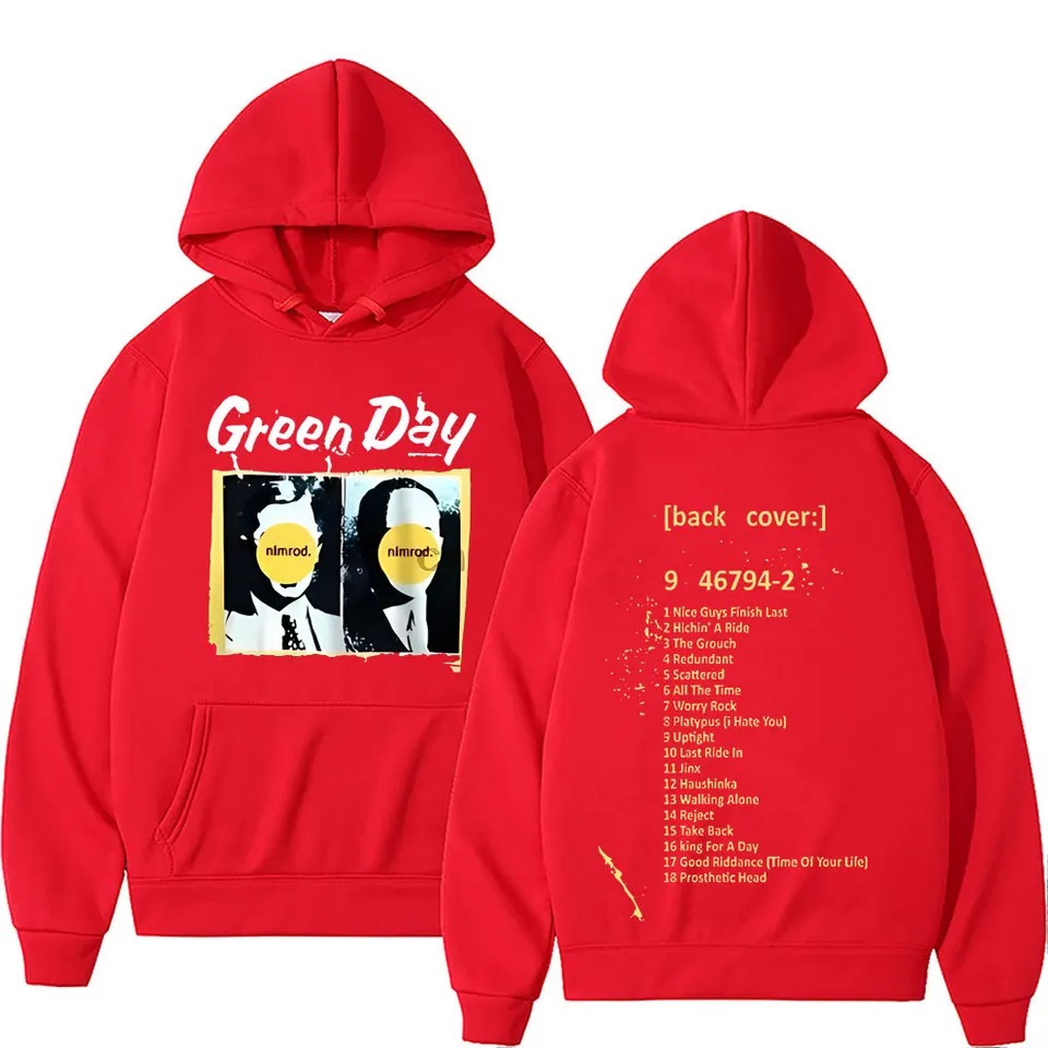 Rare Punk Band Green Day Nimrod Back Cover Print Hoodie Men