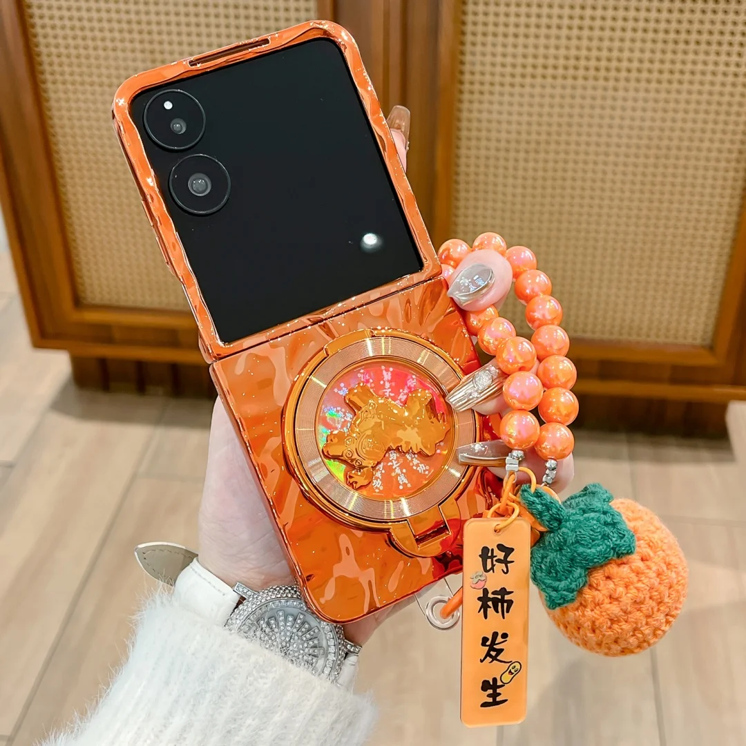 Waves Orange Bracelet Doll Horse Ring Holder Design Phone Case