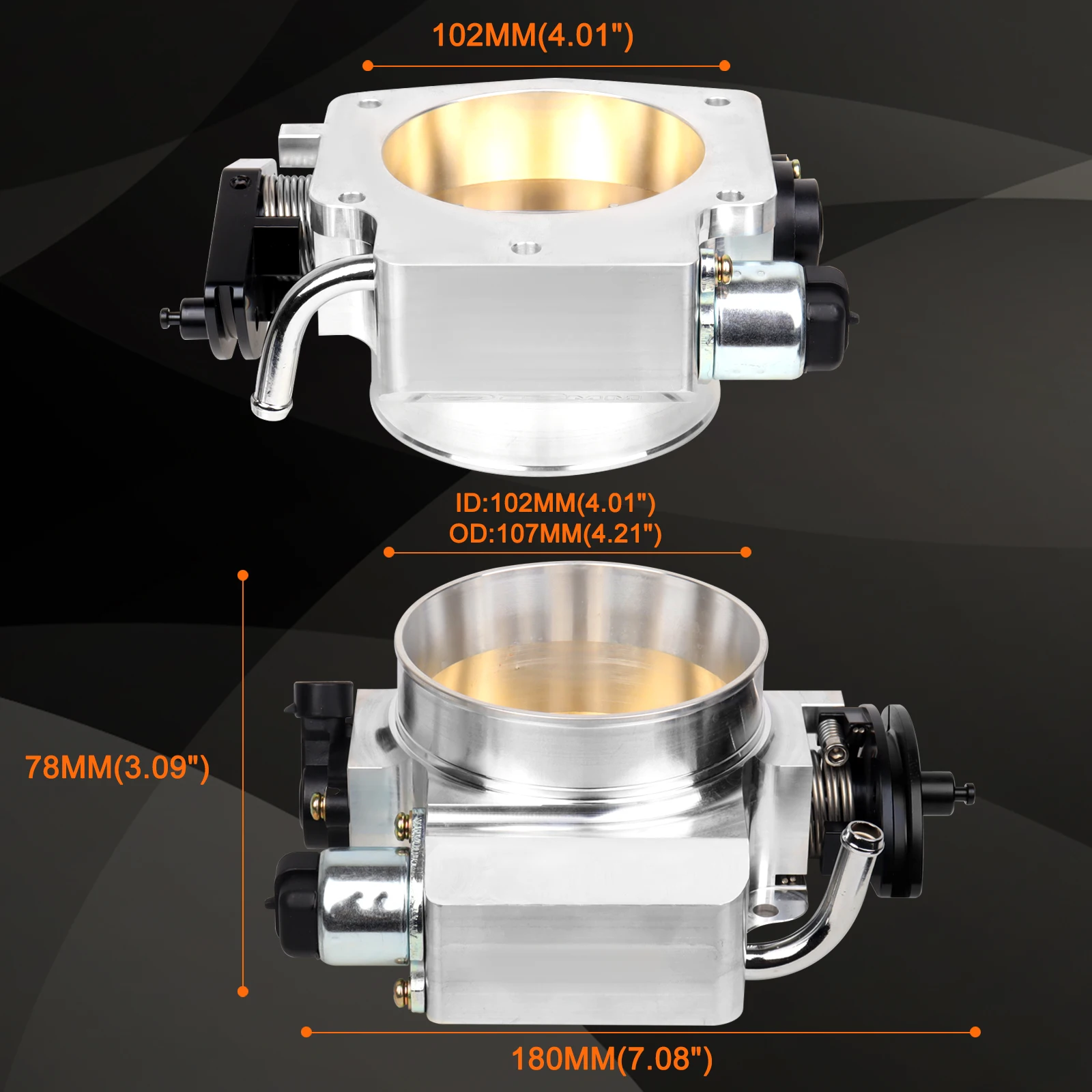 92mm/102mm Billet Aluminum Throttle Body With TPS Sensor For LS1 LS2 LS3 LS6 LSX Car Modification Parts Black TT102152 High Flow