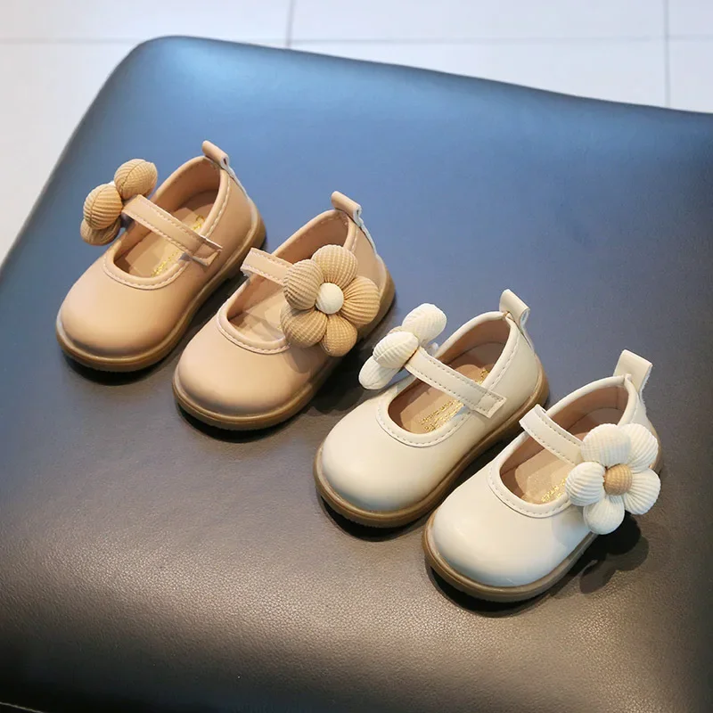 Beautiful Appliques Baby Girl Leather Shoes Spring Autumn Shallow Toddler Party Shoes Child Princess Wedding G07132