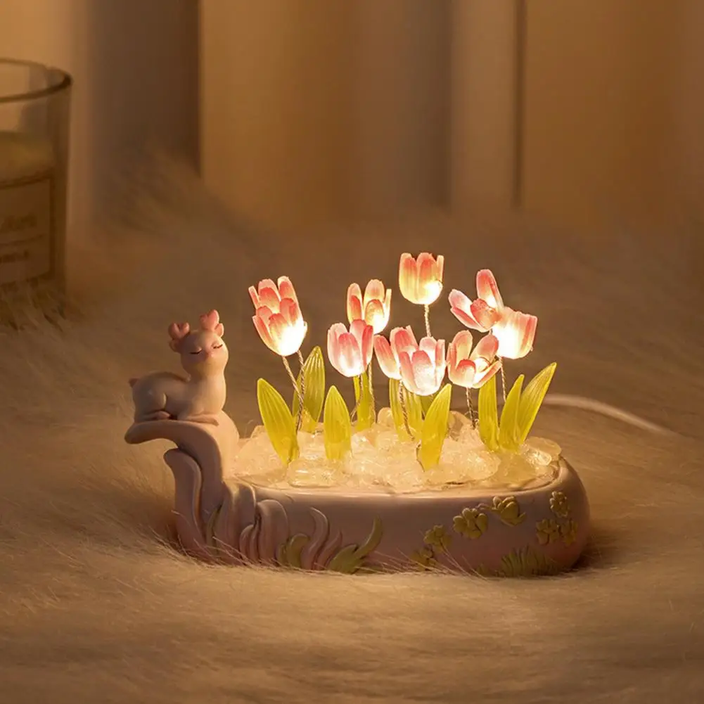 

Tulip Shape Lamp Usb Tulip Night Light Deer Tulip Night Light Usb Powered Kids Bedroom Lamp Led Flower Nursery Decoration