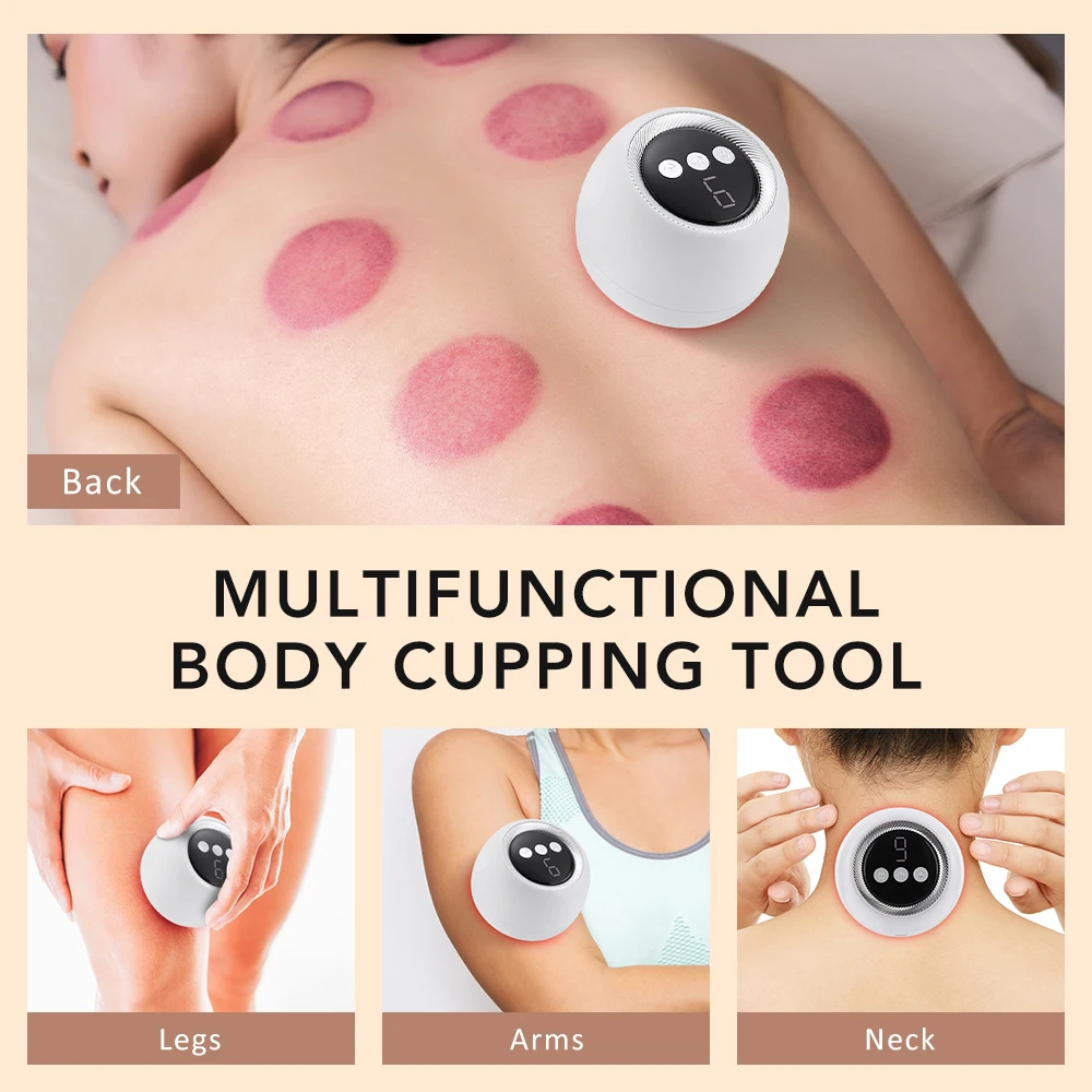 Handheld Electric Guasha Scraping Massage 9 Gears Cupping Body Massager Vacuum Cans Suction Cup Heating Anti-cellulite Massager