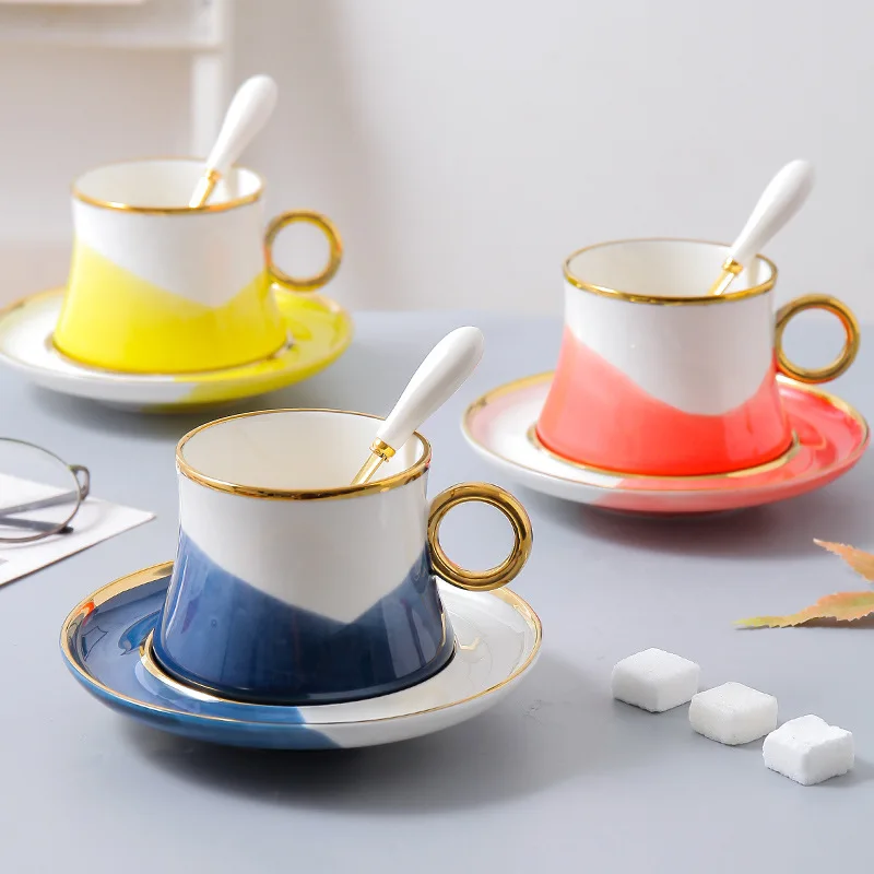 

Candy-colored Household Coffee Cups Saucers Under Glaze, Small Fresh Scented Tea, Black Afternoon