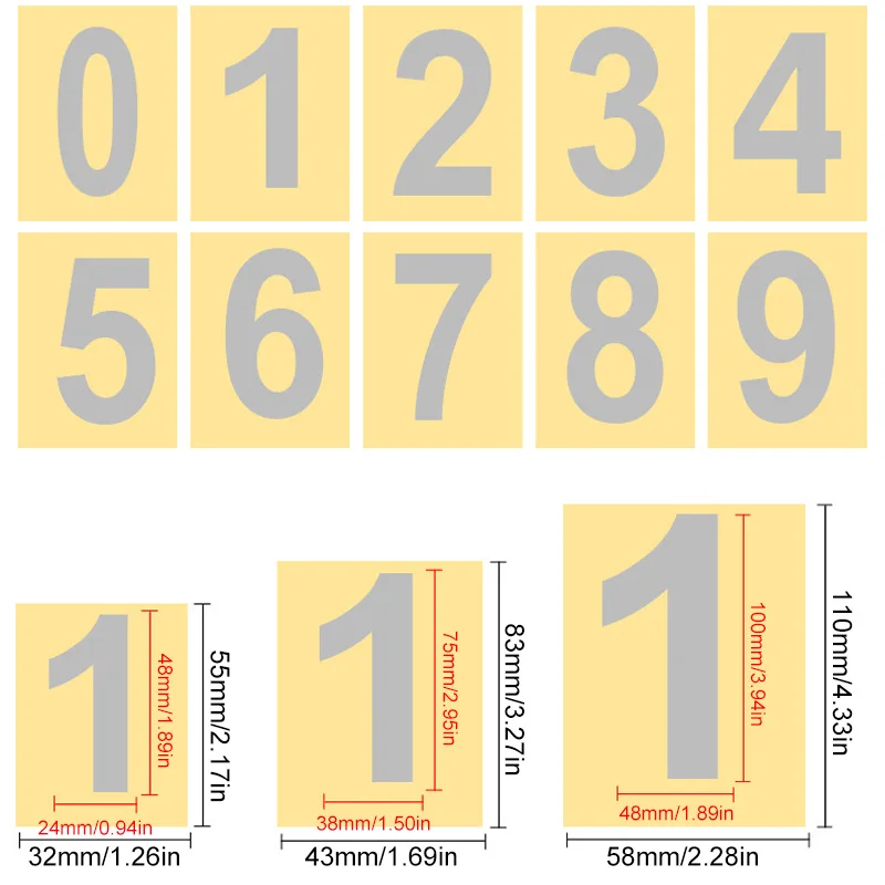 Description Picture 2 of itemOutside Mailbox Digital Stickers Outdoor Mailbox Numbers Reflective Doorplate Letter for Crafts Self-Adhesive Decals Signs on