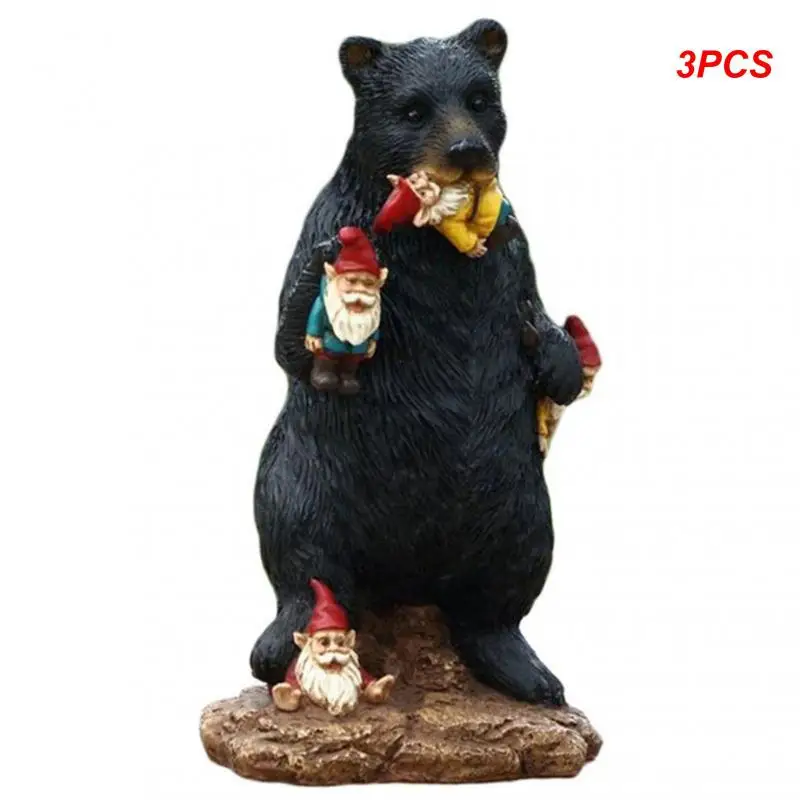 

3PCS Statue Unique Vibrant Handcrafted Captivating Durable Colorful Bear Figurine For Patio