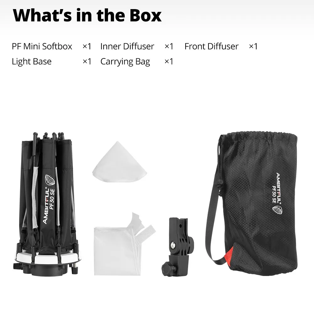 Portable Octagon Umbrella Softbox + Honeycomb Grid for V1 AMBITFUL PF30/PF40 30cm /40cm