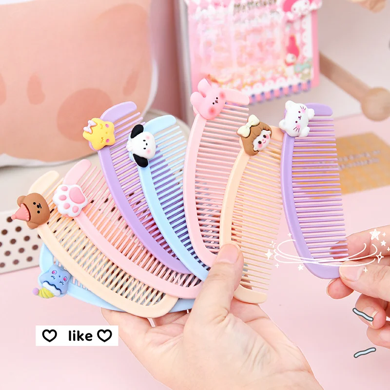 New Cartoon Mini Crescent Comb Cute Children's Comb Student Portable Plastic Hair Comb