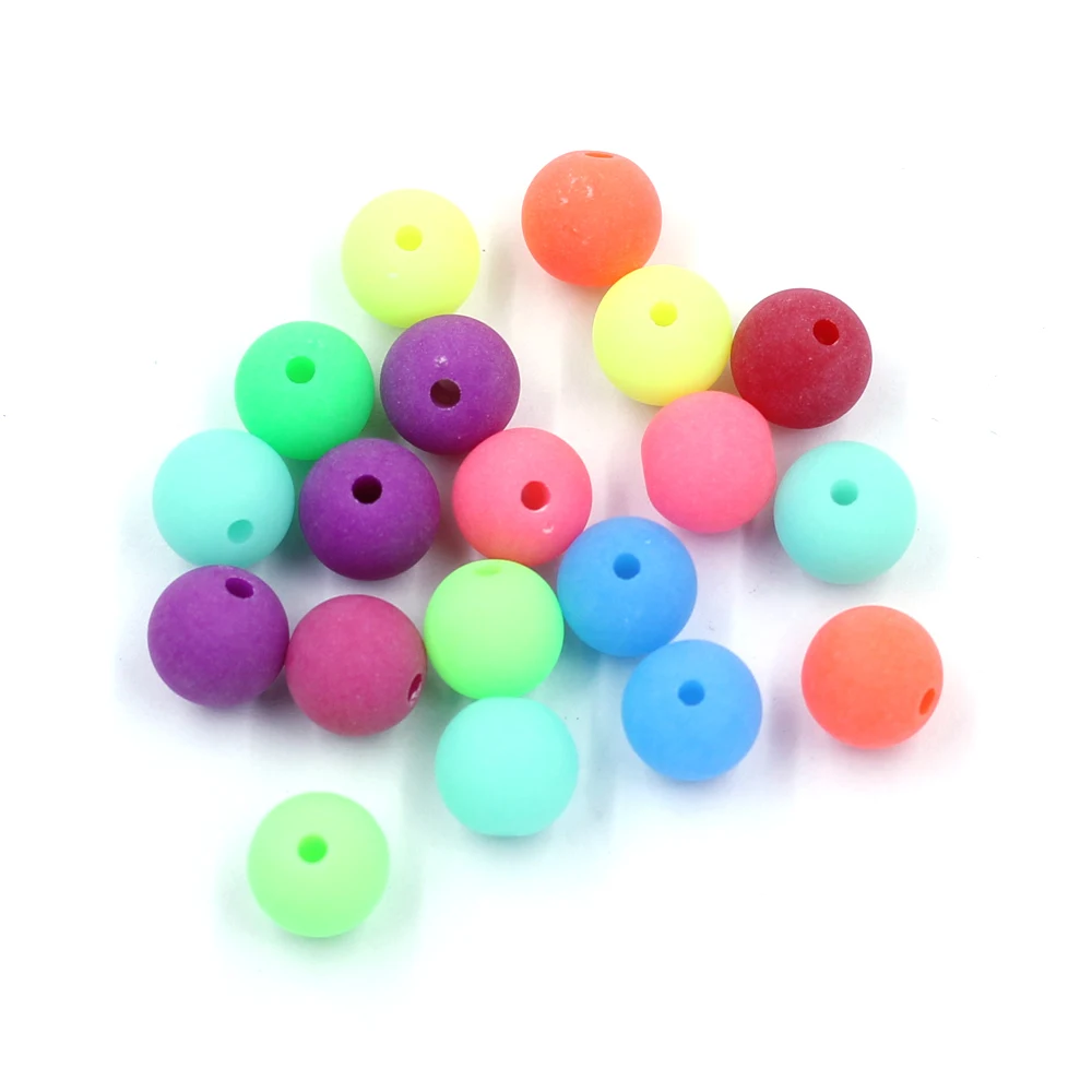 500Pcs Mixed Colorful Frosted Round Acrylic Spacer Beads For Charms Necklaces Fashion Craft Jewelry DIY Accessoreis 10mm
