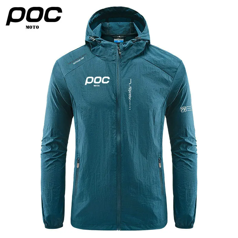 New Men MOTO POC Cycling Hooded Jackets Windbreaker Ultra Light Coat Summer Outdoor Quick Dry Sun-Protective Thin Jacket