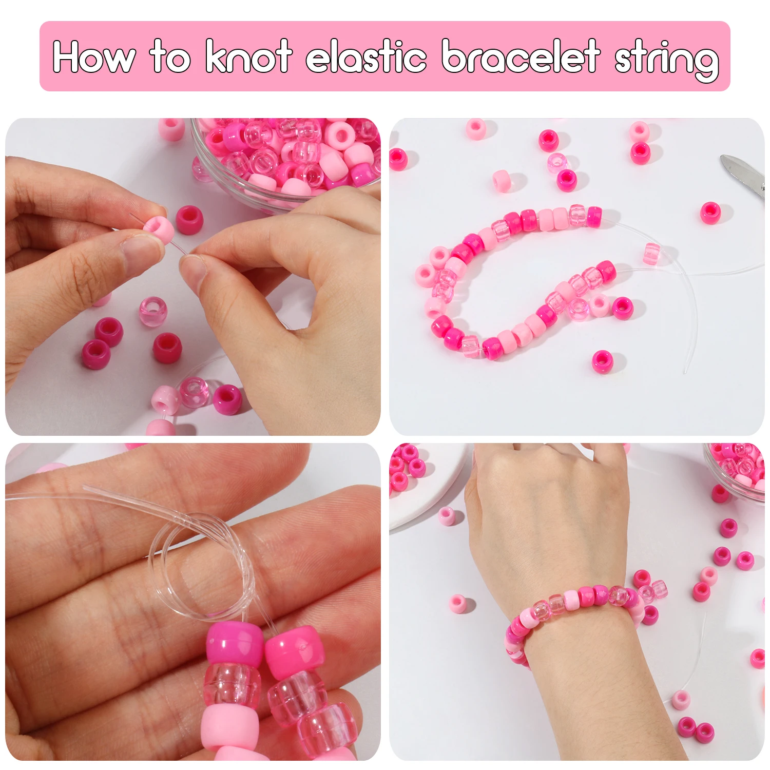 Wholesale 1200pcs Pony Beads Pink Color Acrylic Flat Round Spacer Beads Jewelry Make Bracelets Necklace Accessory Christmas Gift