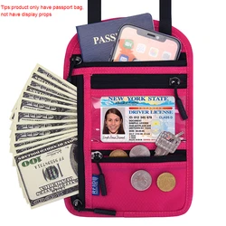 RFID Blocking Waterproof Travel Wallet & Anti - Theft Phone Purse (Rose red)