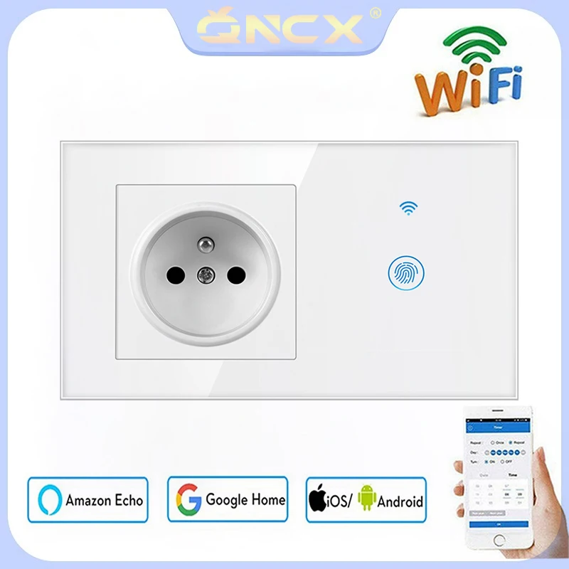 Qncx Wifi Touch Light Switch With Usb Wall Sockets Tuya Smart Home Led