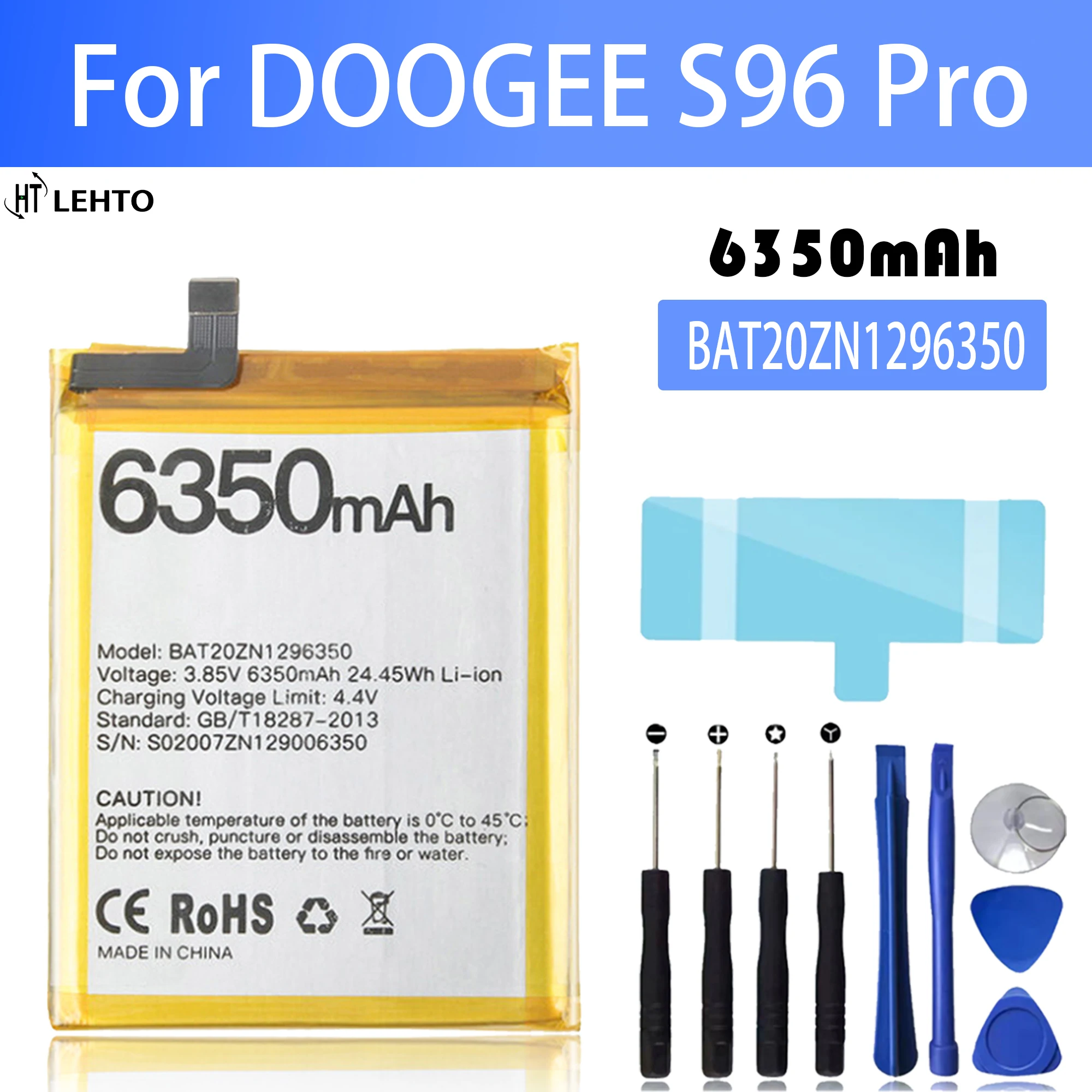 100%  6350mAh Battery For DOOGEE S96 Pro Battery 6.22'' Helio Octa Core Rugged Cell Phone S96GT LiIon Batteries original doogee f7 pro battery 4000mah 3 8v for doogee f7 pro 5 7inch mtk6750 octa core android 6 0 smartphon free tools