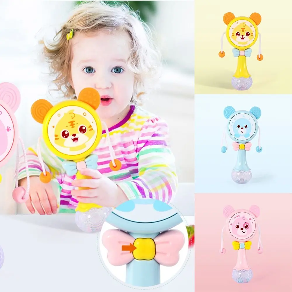 

Food Grade Silicone Baby Animal Music Rattle Bear Cartoon Design Grab Ability Training Toy Tiger Enlightenment Toy