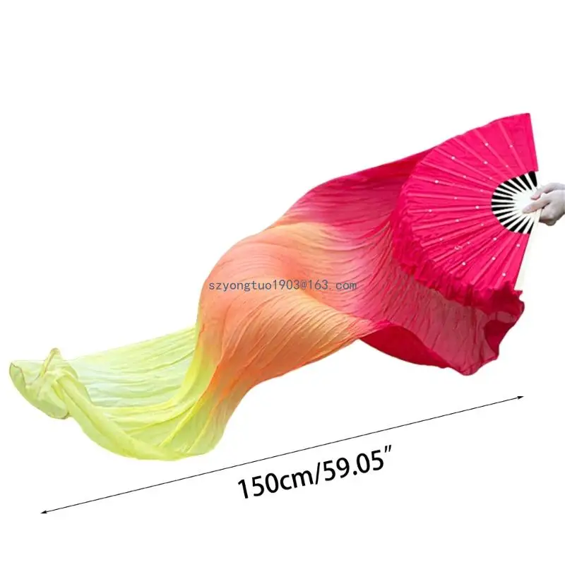 Professional Faux Silk Belly Dance Fan Veils Elegant Long Dancing Fan for Dance Enthusiasts Teachers Students 150cm