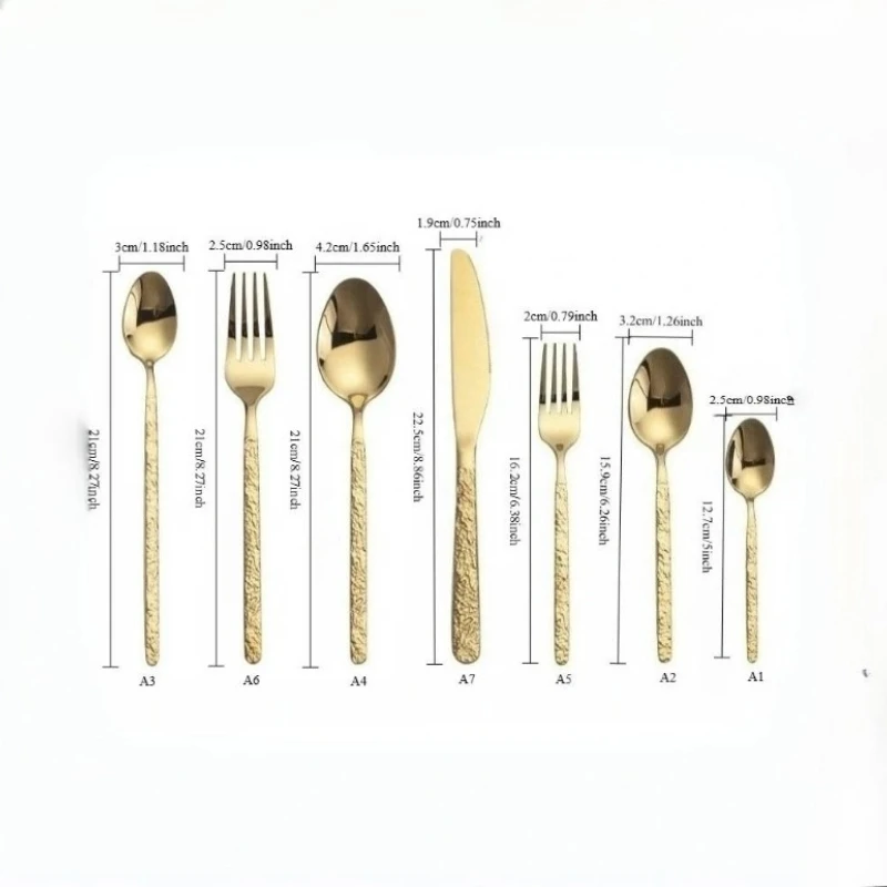 Hammered Golden Cutlery Set ,Stainless Steel Tableware Dinnerware Includes Forks Spoons Knives,Mirror Polished,Dishwasher Safe