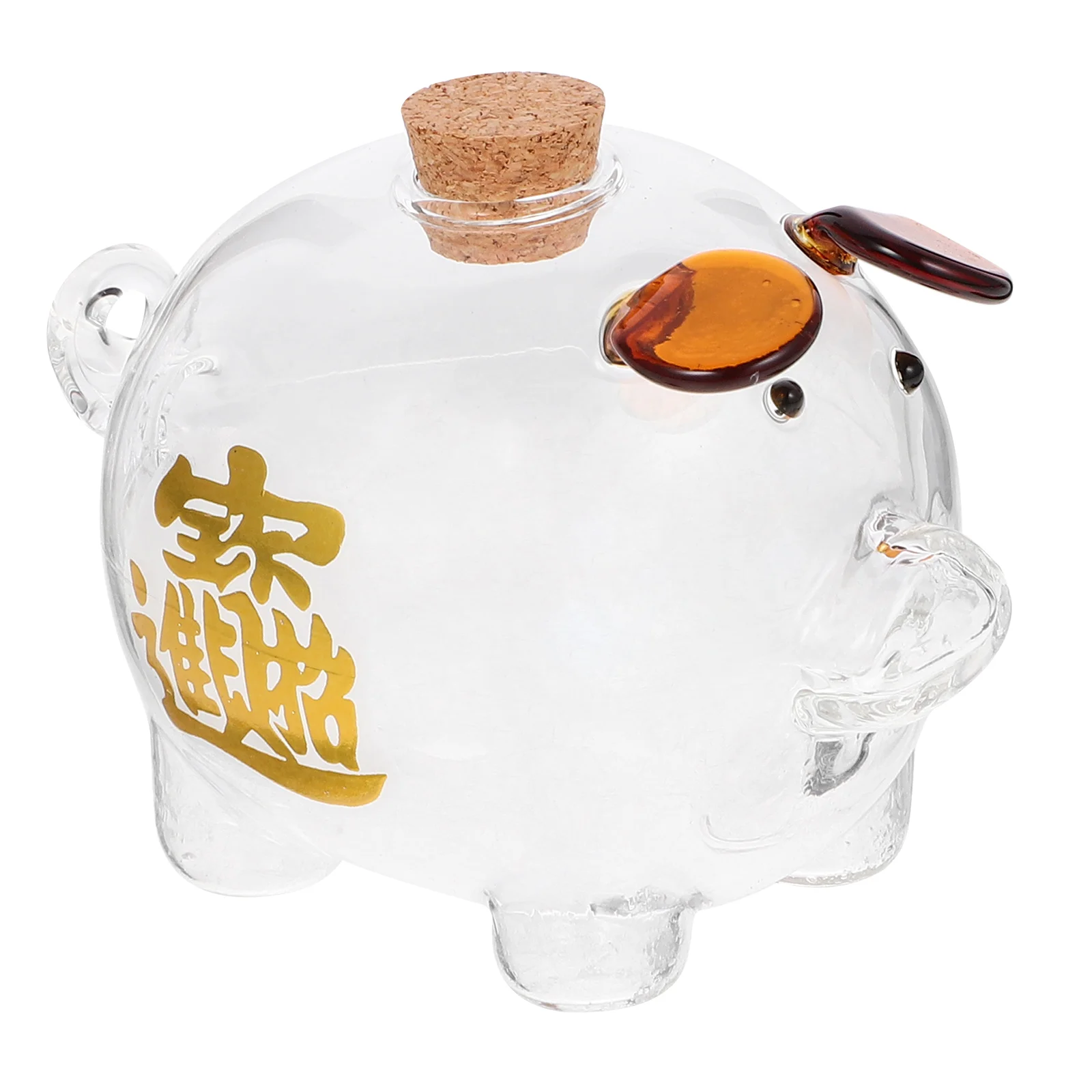 

Clear Ornaments Cartoon Piggy Bank For Money Cash Decorations Glass Pot Wood Pig-shaped Child Kids Banks