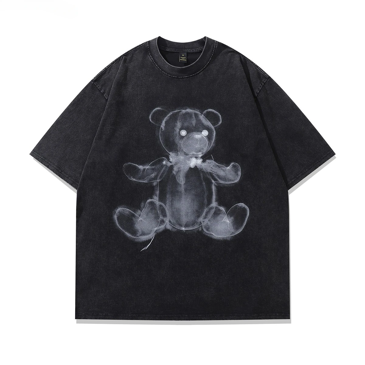 Men's Pure Cotton Washed Retro Printed Short-sleeved T-shirt Casual Loose Animation Printed Men's and Women's Trend Tops 3