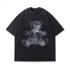 Men's Pure Cotton Washed Retro Printed Short-sleeved T-shirt Casual Loose Animation Printed Men's and Women's Trend Tops 3