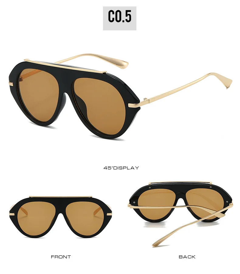 Vintage Oversize-Sonnenbrille aus Legierung, oval, für Damen, neue Mode, Farbverlauf, elegante Sonnenbrille, Retro-Outdoor-Fahrbrille – Detail 12